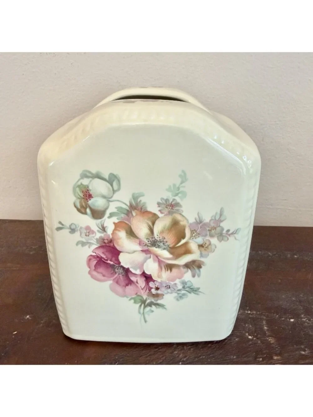 Vintage Athena California Floral Napkin Holder Ceramic Kitchen Decor Floral
